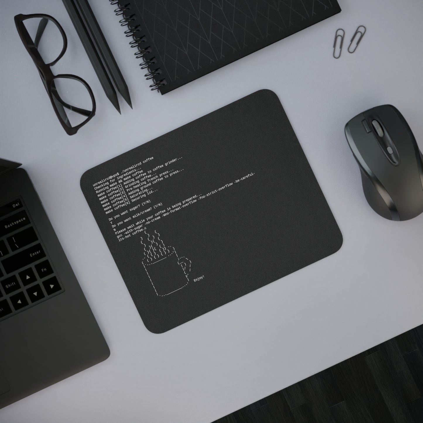 Mouse Pad - UnrealIRCd Makes Coffee Print