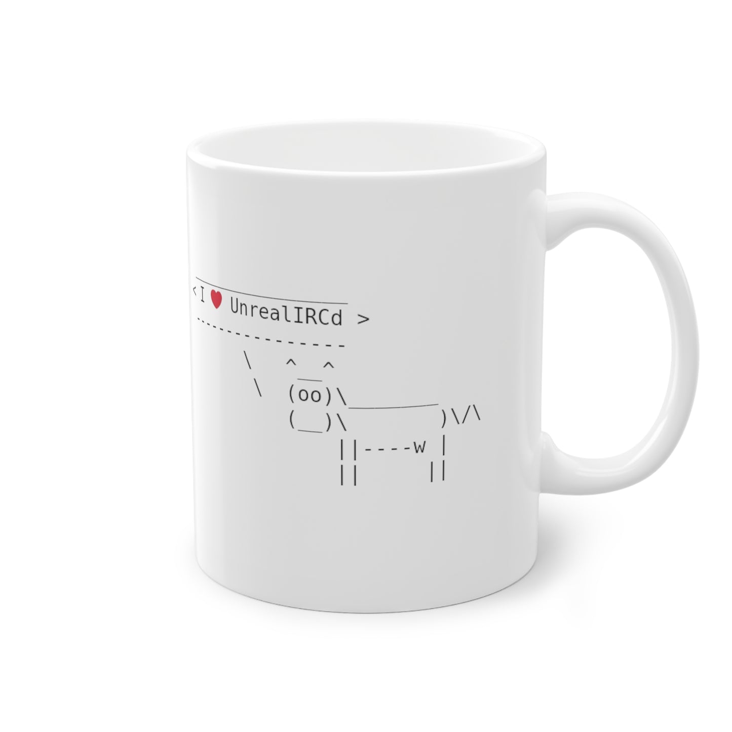 Mug - I ❤️ UnrealIRCd Ascii Cow Mug